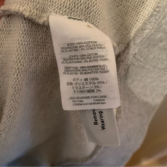 J. Crew grey crew neck sweater with red plaid detail size medium - Picture 7 of 9